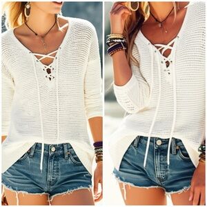 Coastal‎ Lightweight Knit Tie Front Sweater Women’s Size Small